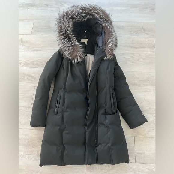 Salma Classic down coat w/ removable silver fur - black - Picture 2 of 7